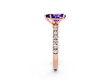 Rose gold Pear Cut Tanzanite Solitaire Ring with Pavé Accents and Four-Prong Setting_2