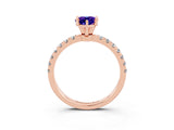 Rose gold Pear Cut Tanzanite Solitaire Ring with Pavé Accents and Four-Prong Setting_3