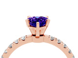 Rose gold Pear Cut Tanzanite Solitaire Ring with Pavé Accents and Four-Prong Setting_4