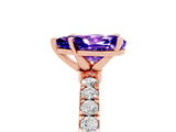 Rose gold Pear Cut Tanzanite Solitaire Ring with Pavé Accents and Four-Prong Setting_5
