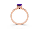 Rose gold Pear Cut Tanzanite Solitaire Ring with Pavé Band and Four-Prong Setting_15