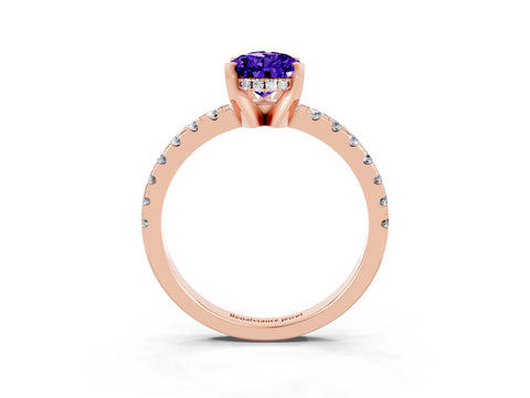 Rose gold Pear Cut Tanzanite Solitaire Ring with Pavé Band and Four-Prong Setting_15