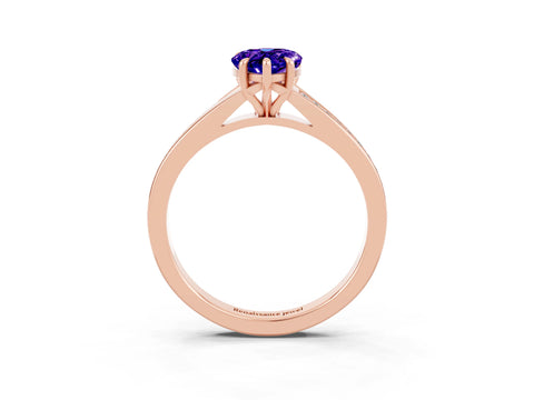 Rose gold Pear Cut Tanzanite Solitaire Ring with Pavé Band and Prong Setting_15