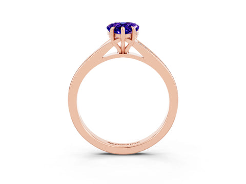 Rose gold Pear Cut Tanzanite Solitaire Ring with Pavé Band and Prong Setting_3