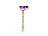 Rose gold Pear Cut Tanzanite Solitaire Ring with Pave Band and Four Prong Setting_26