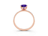 Rose gold Pear Cut Tanzanite Solitaire Ring with Pave Band and Four Prong Setting_27