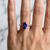 Rose gold Pear Cut Tanzanite Solitaire Ring with Round  Pavé Band and Four-Prong Setting_30