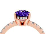 Rose gold Pear Cut Tanzanite Solitaire Ring with Round  Pavé Band and Four-Prong Setting_48