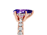 Rose gold Pear Cut Tanzanite Solitaire Ring with Round  Pavé Band and Four-Prong Setting_49