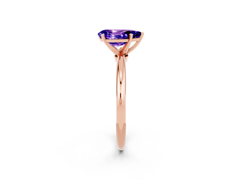 Rose gold Pear Cut Tanzanite Solitaire Ring with Six-Prong Setting and Classic Band_2