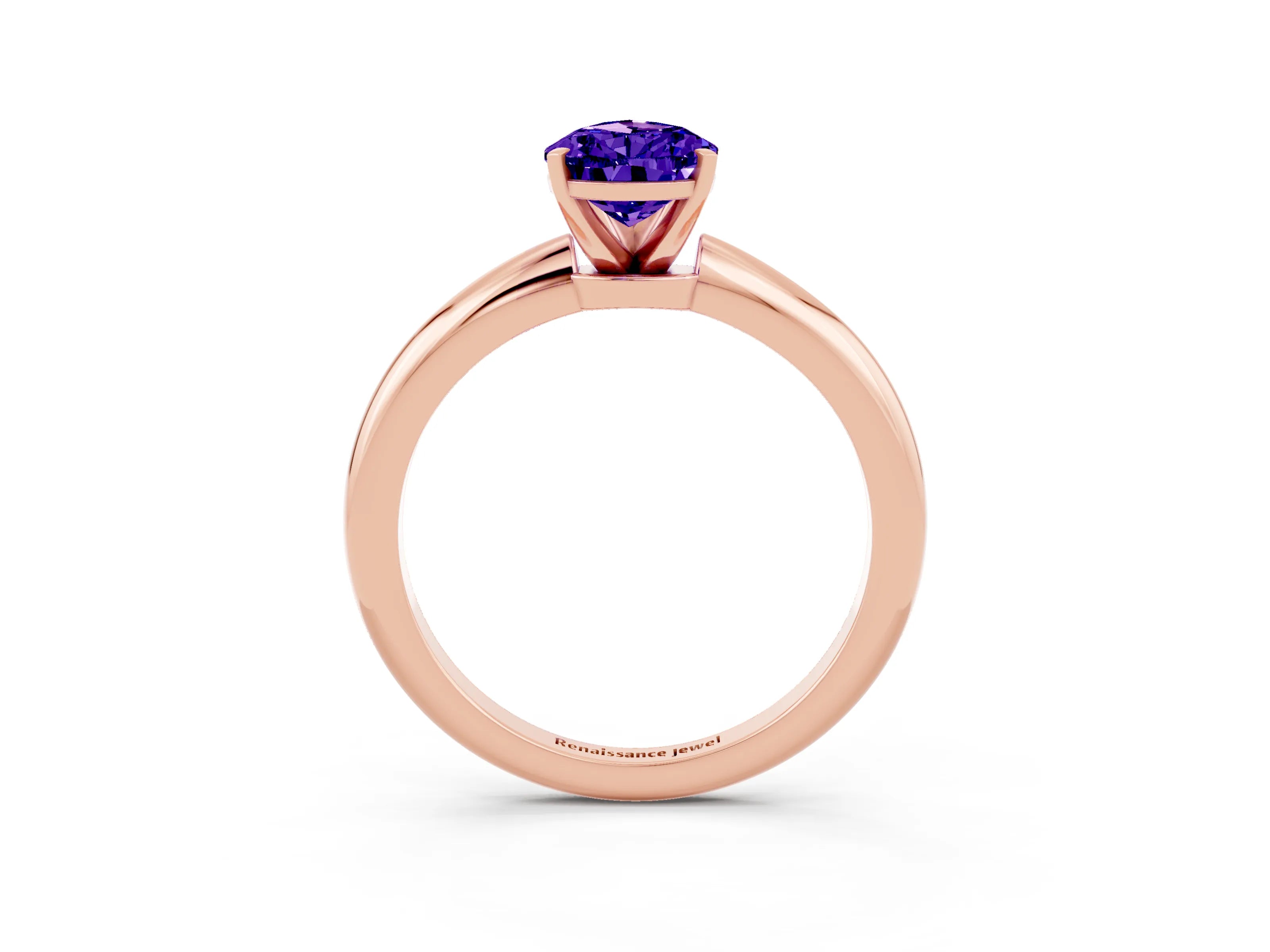 Rose gold Pear Cut Tanzanite Solitaire Ring with Six-Prong Setting and Classic Band_3