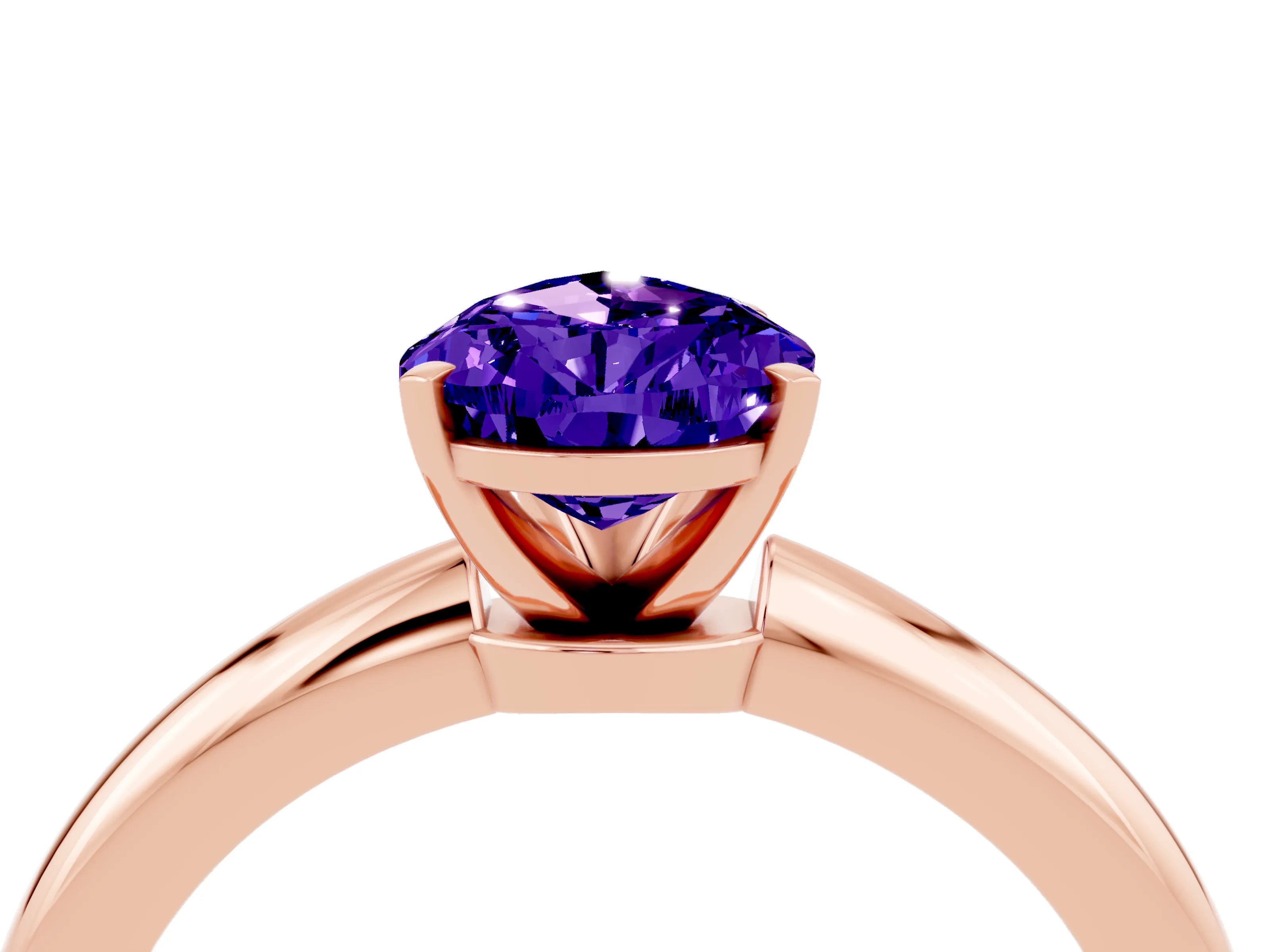 Rose gold Pear Cut Tanzanite Solitaire Ring with Six-Prong Setting and Classic Band_4