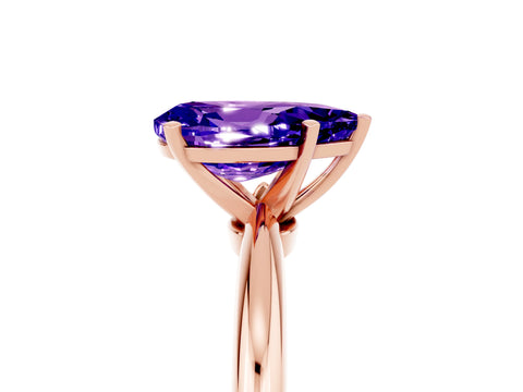 Rose gold Pear Cut Tanzanite Solitaire Ring with Six-Prong Setting and Classic Band_5