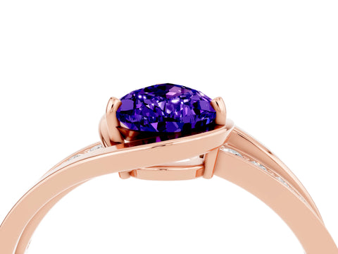 Rose gold Pear Cut Tanzanite Solitaire Ring with Split Shank and Prong Setting_4