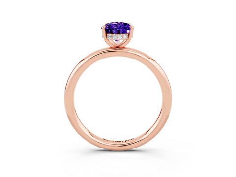 Rose gold Pear Cut Tanzanite Solitaire Ring with Thin Band and Four-Prong Setting_3