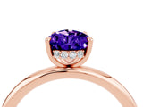 Rose gold Pear Cut Tanzanite Solitaire Ring with Thin Band and Four-Prong Setting_4