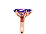 Rose gold Pear Cut Tanzanite Solitaire Ring with Thin Band and Prong Setting_17
