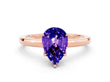 Rose gold Pear Cut Tanzanite Solitaire Ring with Thin Band and Prong Setting_24