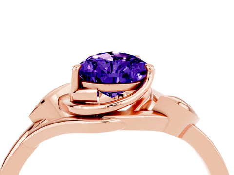 Rose gold Pear Cut Tanzanite Solitaire Ring with Twist Band and Four-Prong Setting_28