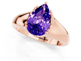 Rose gold Pear Cut Tanzanite Solitaire Ring with Wide Band and Prong Setting_1