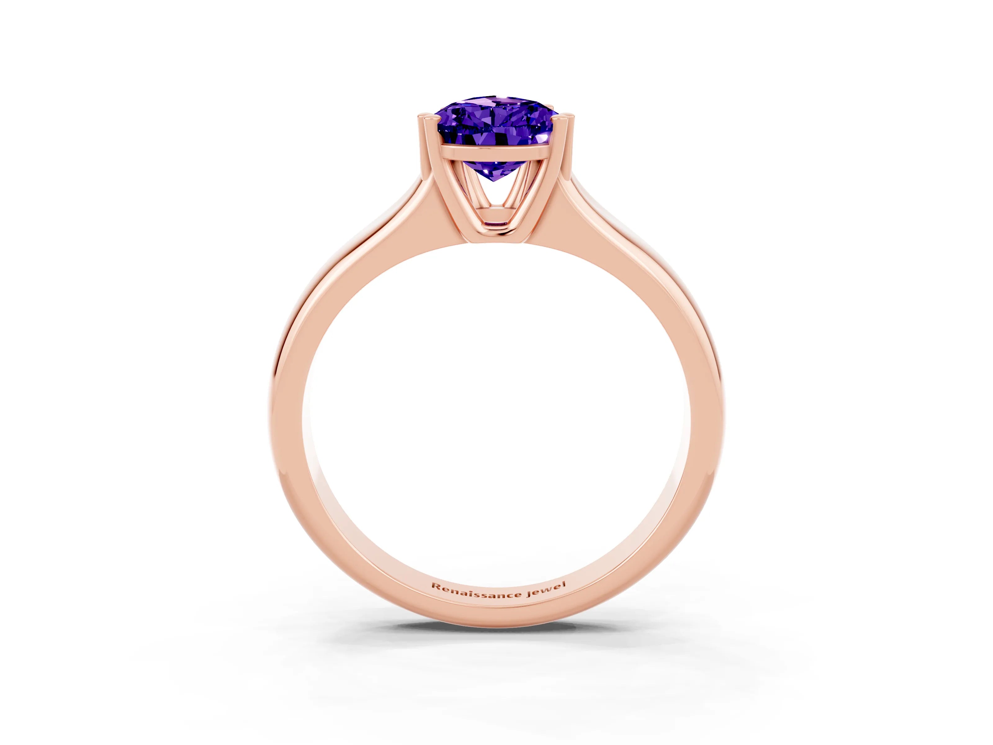 Rose gold Pear Cut Tanzanite Solitaire Ring with Wide Band and Prong Setting_3