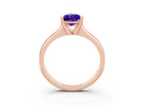 Rose gold Pear Cut Tanzanite Solitaire Ring with Wide Band and Prong Setting_3