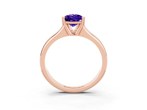 Rose gold Pear Cut Tanzanite Solitaire Ring with Wide Band and Prong Setting_3