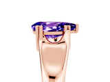 Rose gold Pear Cut Tanzanite Solitaire Ring with Wide Band and Prong Setting_5