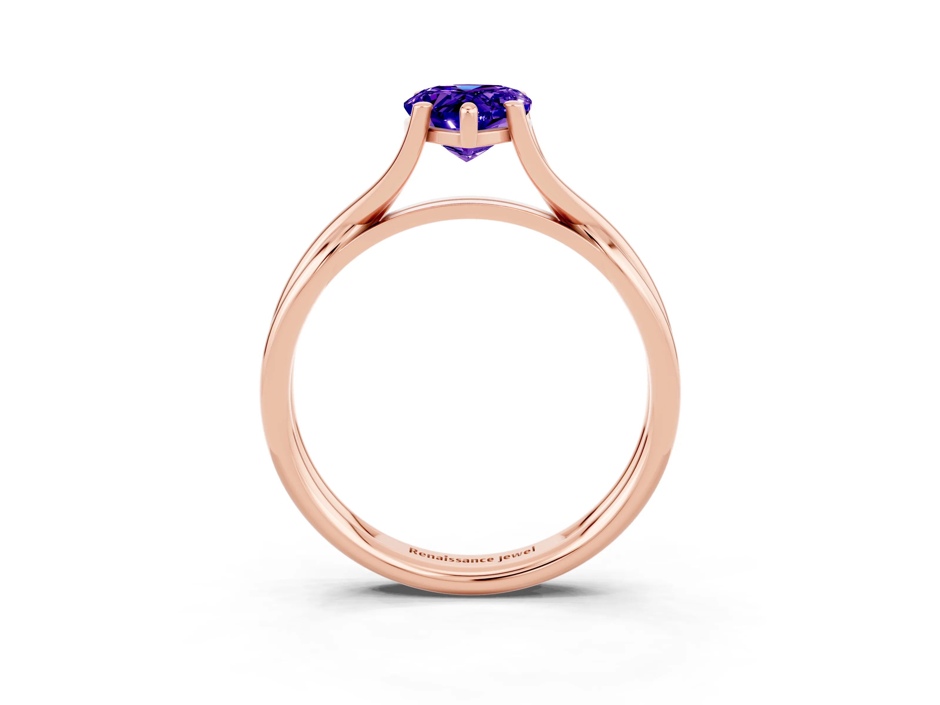 Rose gold Pear Cut Tanzanite Solitaire Twist Band Prong Setting Ring_27