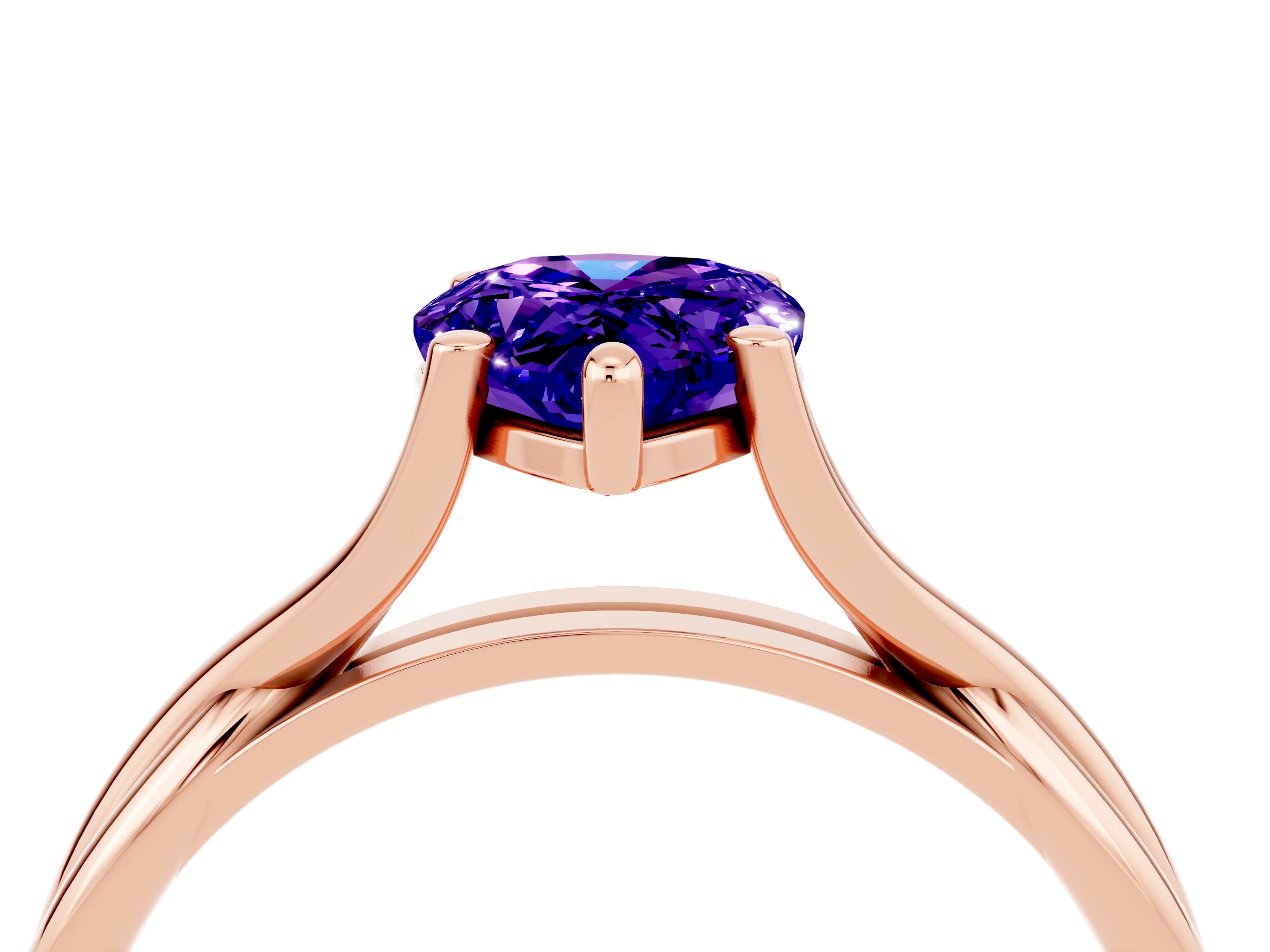 Rose gold Pear Cut Tanzanite Solitaire Twist Band Prong Setting Ring_28