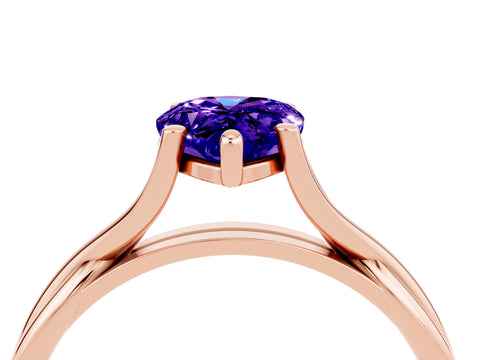 Rose gold Pear Cut Tanzanite Solitaire Twist Band Prong Setting Ring_28