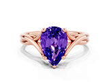 Rose gold Pear Cut Tanzanite Solitaire Twist Band Prong Setting Ring_36