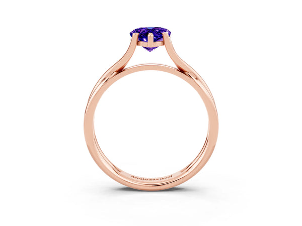 Rose gold Pear Cut Tanzanite Solitaire Twist Band Prong Setting Ring