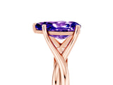 Rose gold Pear Cut Tanzanite Solitaire Twist Band Prong Setting Ring_41