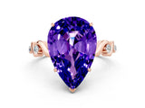 Rose gold Pear Cut Tanzanite Solitaire Twisted Band with Round  Accents and Prong Setting_12