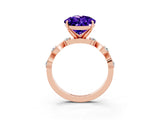 Rose gold Pear Cut Tanzanite Solitaire Twisted Band with Round  Accents and Prong Setting_15