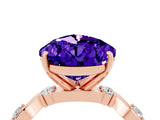 Rose gold Pear Cut Tanzanite Solitaire Twisted Band with Round  Accents and Prong Setting_16
