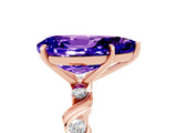 Rose gold Pear Cut Tanzanite Solitaire Twisted Band with Round  Accents and Prong Setting_17