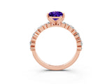 Rose gold Pear Cut Tanzanite Solitaire with Side Stones, Pave Band, Four-Prong Setting_39