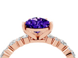 Rose gold Pear Cut Tanzanite Solitaire with Side Stones, Pave Band, Four-Prong Setting_40