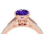 Rose gold Pear Cut Tanzanite Split Shank Engagement Ring with Pavé Band_4