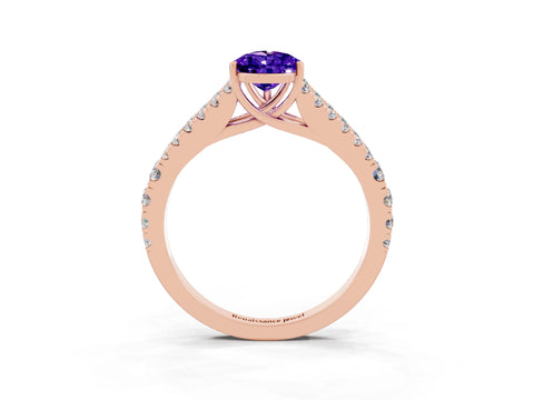 Rose gold Pear Cut Tanzanite Split Shank Pavé Engagement Ring with Four-Prong Setting_15