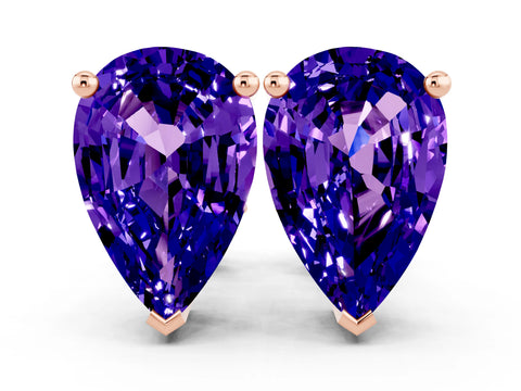 Rose gold Pear Cut Tanzanite Stud Earrings_12