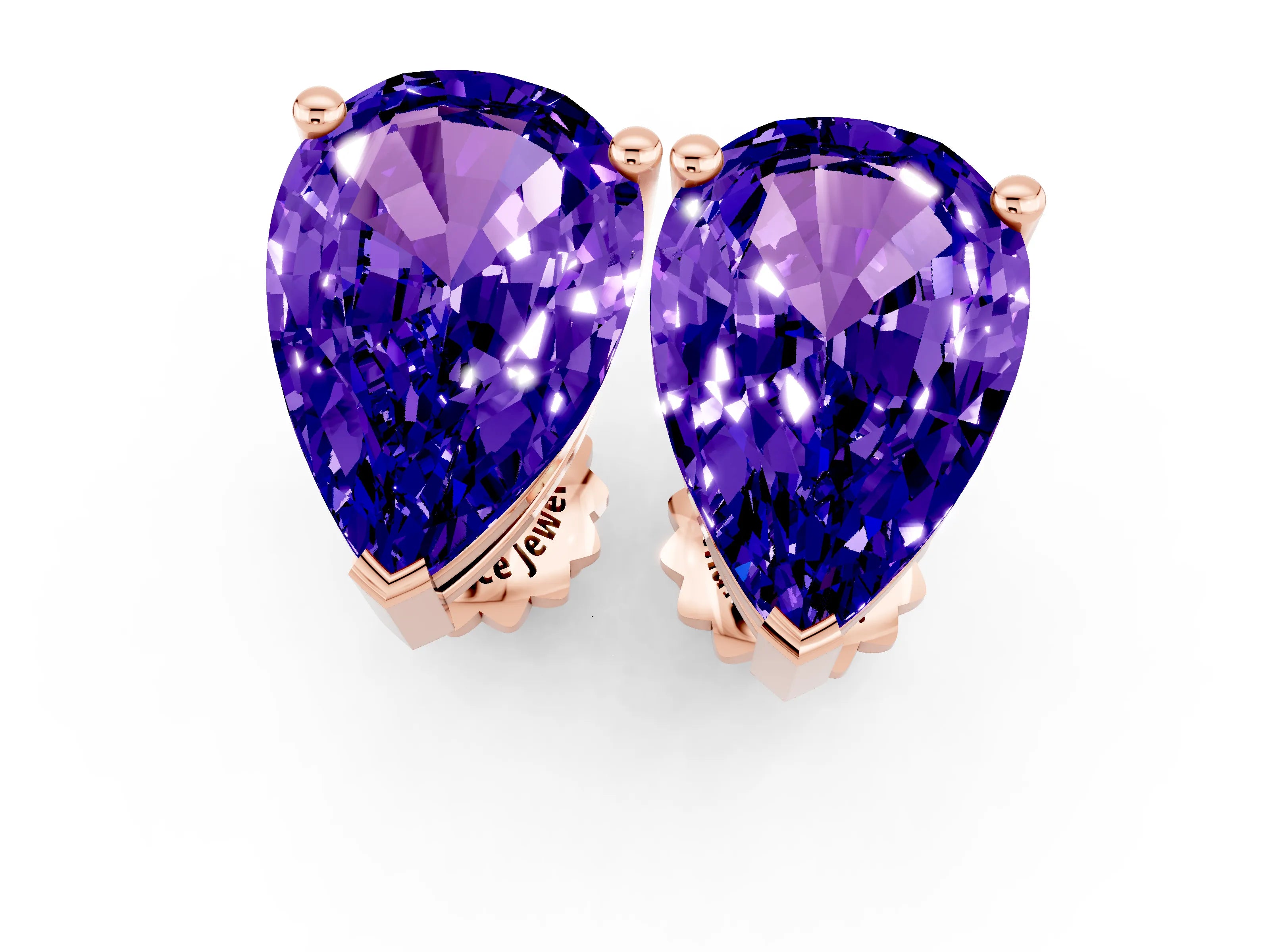 Rose gold Pear Cut Tanzanite Stud Earrings_13