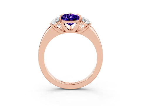 Rose gold Pear Cut Tanzanite Three-Stone Ring with Four-Prong Setting and Classic Band_3