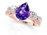 Rose gold Pear Cut Tanzanite Three-Stone Ring with Pavé Split Shank and Four-Prong Setting_13