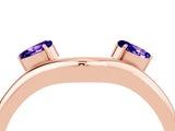 Rose gold Pear Cut Tanzanite Two-Stone Open Band Ring with Prong Setting_10