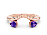 Rose gold Pear Cut Tanzanite Two-Stone Open Band Ring with Prong Setting_6