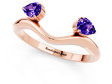 Rose gold Pear Cut Tanzanite Two-Stone Open Band Ring with Prong Setting_7
