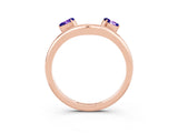 Rose gold Pear Cut Tanzanite Two-Stone Open Band Ring with Prong Setting_9